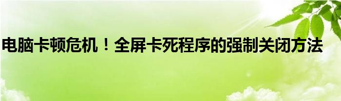 电脑卡顿危机！全屏卡死程序的强制关闭方法