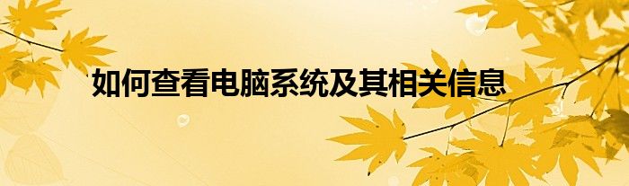 如何查看电脑系统及其相关信息