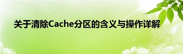 关于清除Cache分区的含义与操作详解