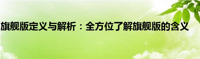 旗舰版定义与解析：全方位了解旗舰版的含义