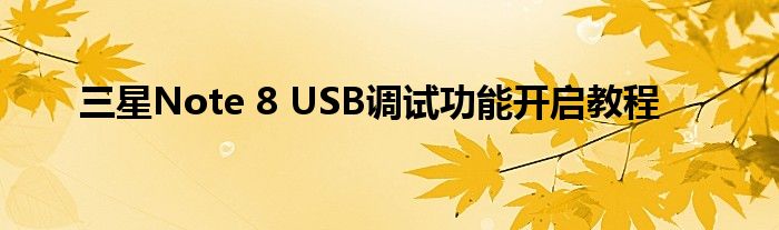 三星Note 8 USB调试功能开启教程