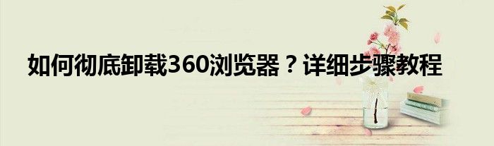 如何彻底卸载360浏览器？详细步骤教程