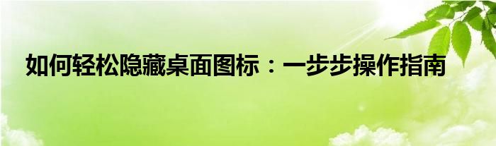 如何轻松隐藏桌面图标：一步步操作指南