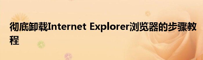 彻底卸载Internet Explorer浏览器的步骤教程