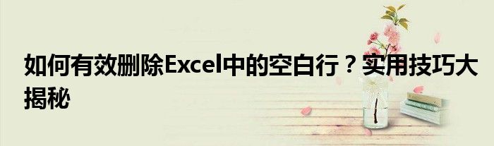 如何有效删除Excel中的空白行？实用技巧大揭秘