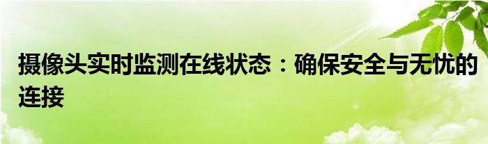 摄像头实时监测在线状态：确保安全与无忧的连接