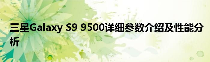 三星Galaxy S9 9500详细参数介绍及性能分析