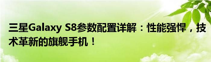 三星Galaxy S8参数配置详解：性能强悍，技术革新的旗舰手机！