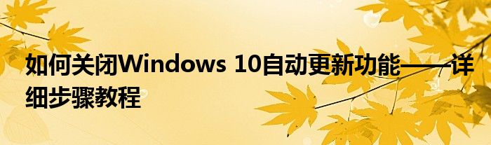 如何关闭Windows 10自动更新功能——详细步骤教程