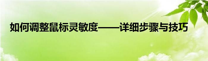 如何调整鼠标灵敏度——详细步骤与技巧