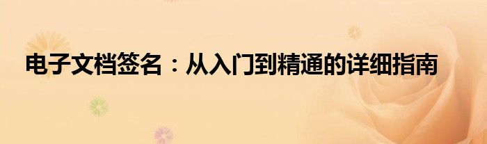 电子文档签名：从入门到精通的详细指南