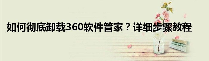 如何彻底卸载360软件管家？详细步骤教程