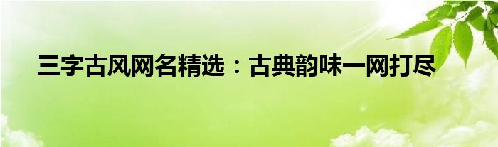 三字古风网名精选：古典韵味一网打尽