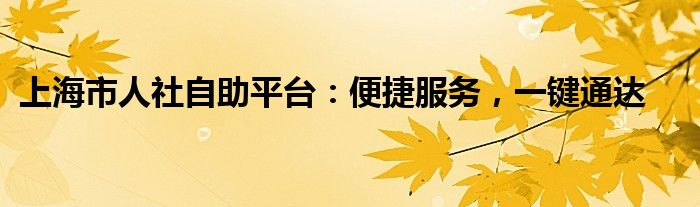 上海市人社自助平台：便捷服务，一键通达