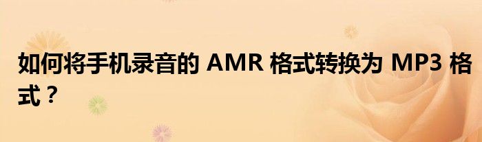 如何将手机录音的 AMR 格式转换为 MP3 格式？