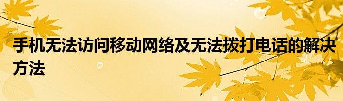 手机无法访问移动网络及无法拨打电话的解决方法