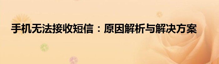 手机无法接收短信：原因解析与解决方案