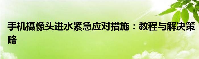 手机摄像头进水紧急应对措施：教程与解决策略