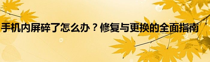 手机内屏碎了怎么办？修复与更换的全面指南