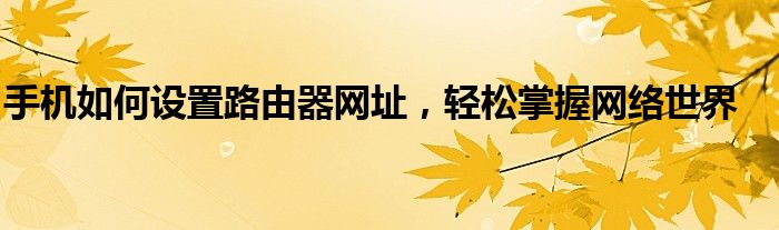 手机如何设置路由器网址，轻松掌握网络世界