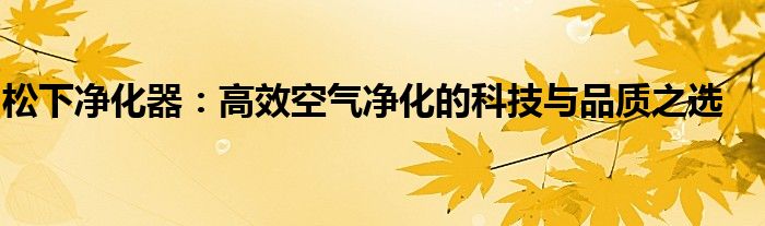 松下净化器：高效空气净化的科技与品质之选