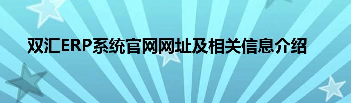 双汇ERP系统官网网址及相关信息介绍