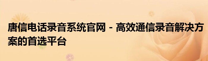 唐信电话录音系统官网 - 高效通信录音解决方案的首选平台