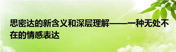 思密达的新含义和深层理解——一种无处不在的情感表达