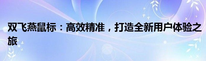 双飞燕鼠标：高效精准，打造全新用户体验之旅