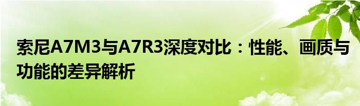 索尼A7M3与A7R3深度对比：性能、画质与功能的差异解析