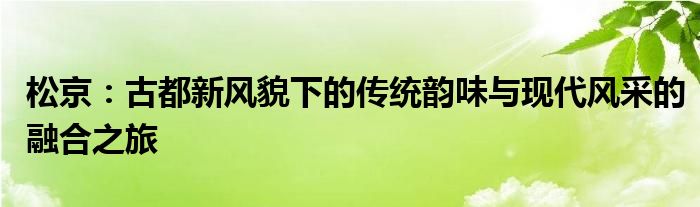 松京：古都新风貌下的传统韵味与现代风采的融合之旅