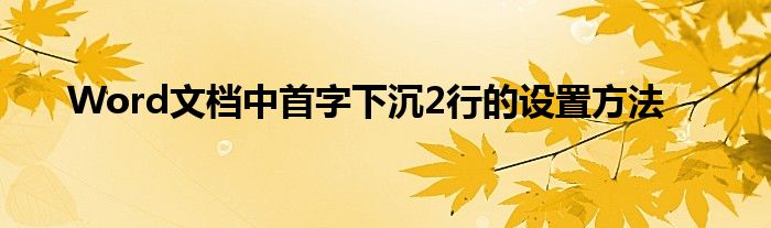 Word文档中首字下沉2行的设置方法