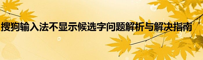 搜狗输入法不显示候选字问题解析与解决指南