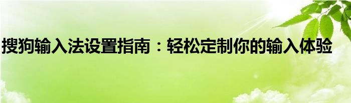 搜狗输入法设置指南：轻松定制你的输入体验