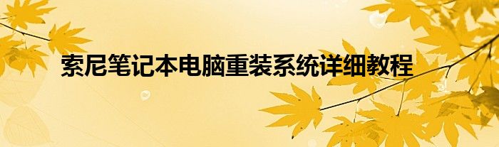 索尼笔记本电脑重装系统详细教程