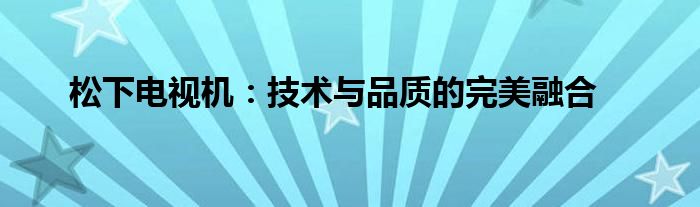 松下电视机：技术与品质的完美融合