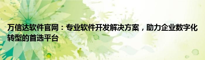 万信达软件官网：专业软件开发解决方案，助力企业数字化转型的首选平台