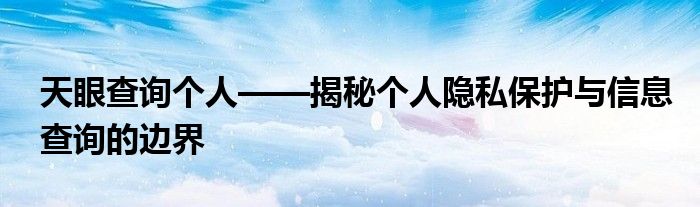 天眼查询个人——揭秘个人隐私保护与信息查询的边界