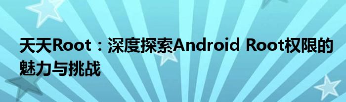 天天Root：深度探索Android Root权限的魅力与挑战