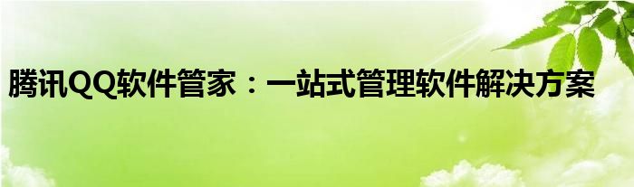 腾讯QQ软件管家：一站式管理软件解决方案