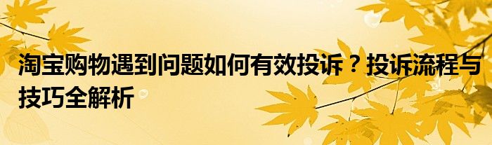 淘宝购物遇到问题如何有效投诉？投诉流程与技巧全解析