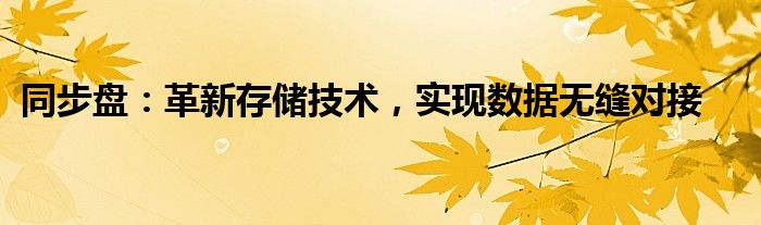 同步盘：革新存储技术，实现数据无缝对接