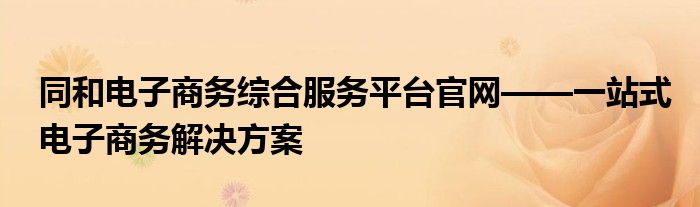 同和电子商务综合服务平台官网——一站式电子商务解决方案