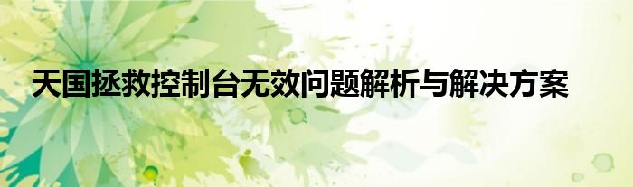 天国拯救控制台无效问题解析与解决方案