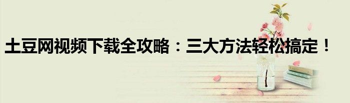 土豆网视频下载全攻略：三大方法轻松搞定！