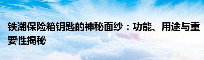 铁潮保险箱钥匙的神秘面纱：功能、用途与重要性揭秘