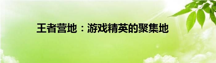 王者营地：游戏精英的聚集地