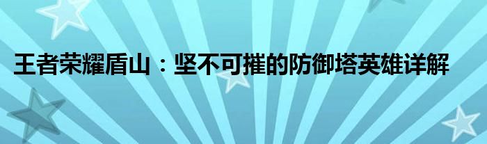 王者荣耀盾山：坚不可摧的防御塔英雄详解