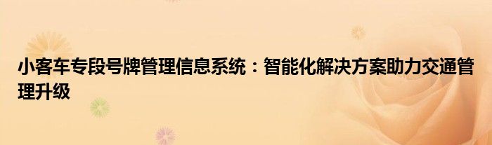 小客车专段号牌管理信息系统：智能化解决方案助力交通管理升级