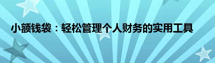 小额钱袋：轻松管理个人财务的实用工具